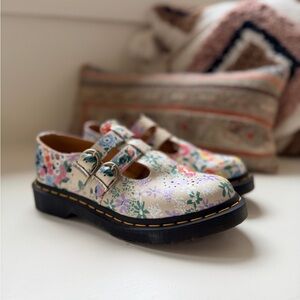 Dr. Marten’s 8065 Two Strap Mary Jane - Parchment Beige Floral Mash Up Leather